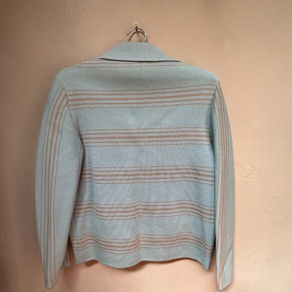 Vintage Designer Knits by Richard Steven Womens 12 Cardigan Sweater Wool Striped - Picture 2 of 9